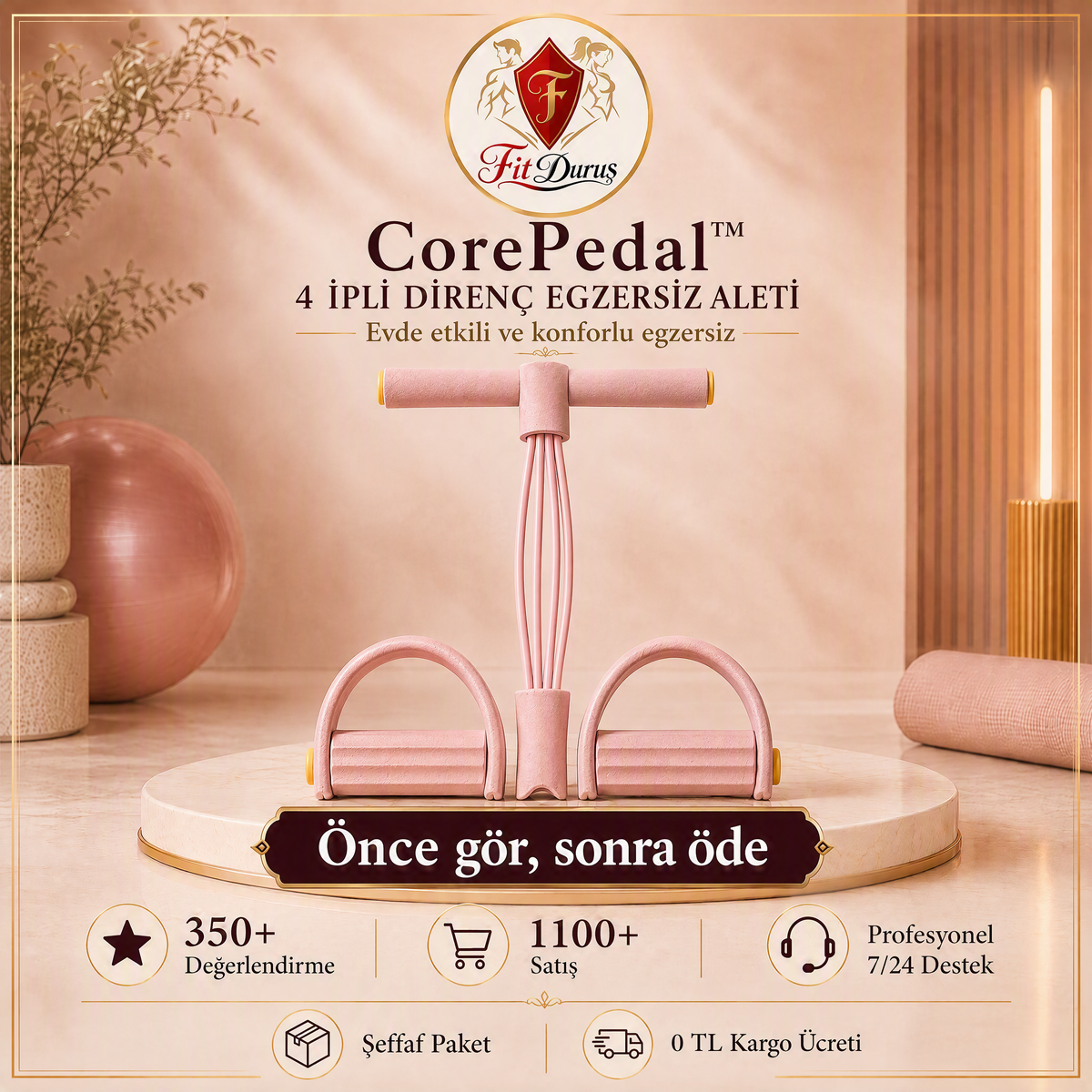 FitDuruş™ CorePedal Bölgesel Sıkılaşma Egzersiz Aleti